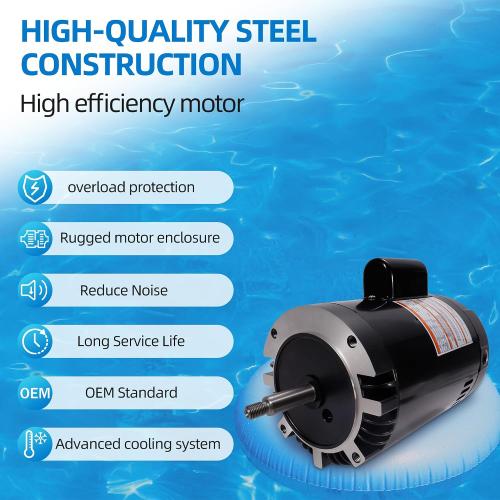 B127 Pool Motor 3/4 HP, 3450 RPM, 1 Speed, 230/115 Volts, 6.0/12.0 Amps, 1.5 Service Factor, 56J Frame, PSC, ODP Enclosure, C-Face