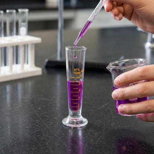 Baluue 10ml Graduated Cylinder, Borosilicate Glass Measuring Cup with Pour Spout, Conical Precise Lab Graduated Measuring Cylinder for Liquid, Science Labware
