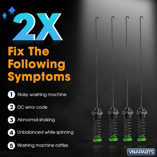 For Whirlpool WTW5000DW0 WTW5000DW1 WTW5000DW3 WTW5000DW2 Washer Suspension Rod (4PCS) Replaces For Maytag MVWX655DW1 MVWC565FW2 MVWC565FW0 MVWC565FW1 MVWC555DW1 MVWX655DW0 MVWX655DW2 | 23.3in