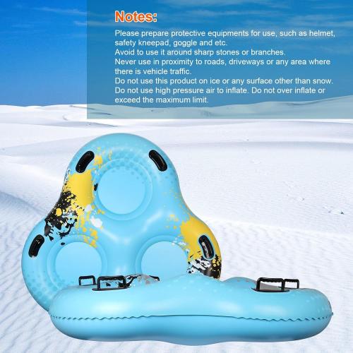 3-Seat Snow Tube Sled, 55 Inflatable Heavy Duty Snow Sled for Adults, Thickened Bottom Snow Tubes with 6 Reinforced Handles, Winter Outdoor Family Christmas for Sledding Gifts