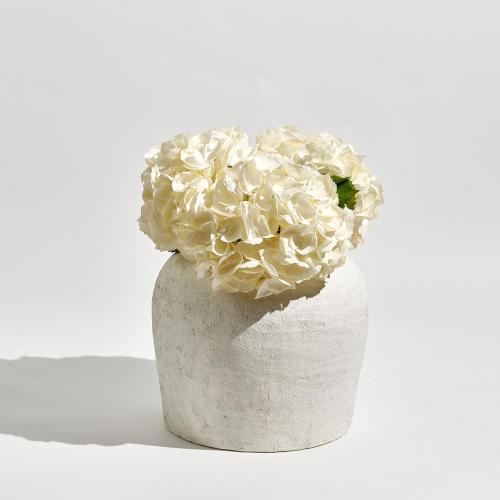 LB2 White Ceramic Large Vase, 11 Tall Zen Style, Terra Cotta Pitcher, Distressed Farmhouse Decor, Pottery Decorative Flower for Home Decor (B - White 11)