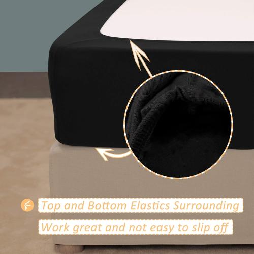 Stretch Jersey Box Spring Cover Wrap Around, Bed Skirt Alternative, Ultra Soft & Wrinkle Resistant, King/Cal King, Black