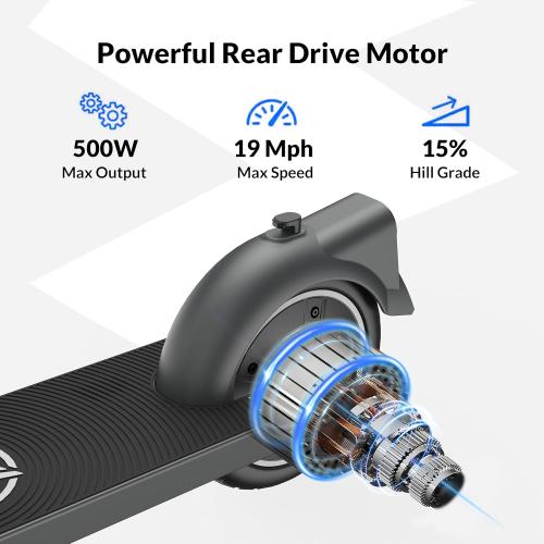 Electric Scooter ZD01,500W Peak Motor & 19MPH Electric Scooter Adults, 12-15 Mi RangeElectric Kick Scooters, 8.5 Solid Tires, E-Lock& E-Horn, Lightweight Foldable Escooter for Commuter
