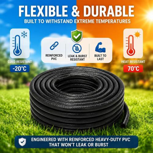 50 FT 1/2 Inch Drip Irrigation Tubing Kit:Premium Garden and Landscape Watering System-Drip Irrigation Hose with 2 Quick Connector 4-Way Connector,2 Quick Connector 6-Way Connector and Tube Cap