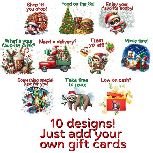 Christmas Gift Card Book 5x7 inches with Stickers, 10 Page Soft Cover Spiral Bound with Protective PVC Cover, and 20 Double Sided Sticky Dots - 8 Different Cover Design Options (Christmas Delivery Dog)