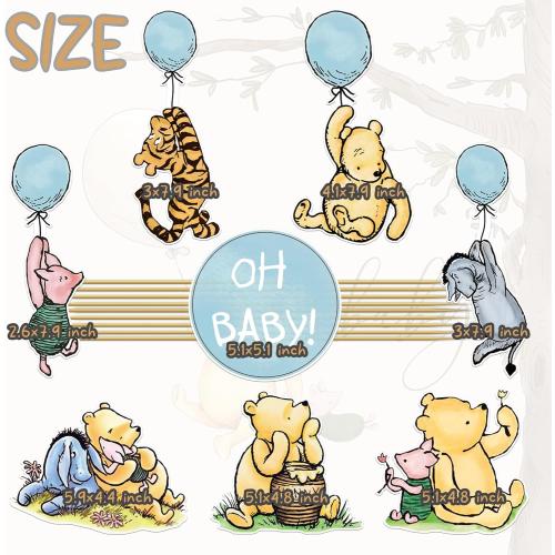 16Pcs Winnie Centerpieces for The Pooh Baby Shower Decorations Boys Oh Baby The Pooh Centerpieces for Table Toppers Winnie Birthday Supplies Decorations