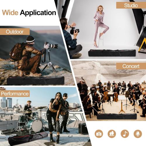 Size 51in Color Black  Tripod Carrying Case, Heavy Duty Tripod Bag with Handles, Full Double Zipper, Inner Pocket, Padded Carry Case for Pipe and Drape Kit, Light, Speaker, Mic Stand