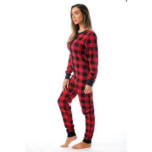 #followme Womens Henley Thermal Onesie Buffalo Plaid and Tie Dye