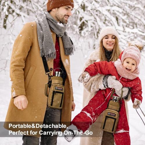 NATURE PIONEOR Water Bottle Holder with Strap 25 32 40 64 oz Insulated Water Bottle Carrier Sling Sleeve for Hiking,Outdoor Camping,Gym