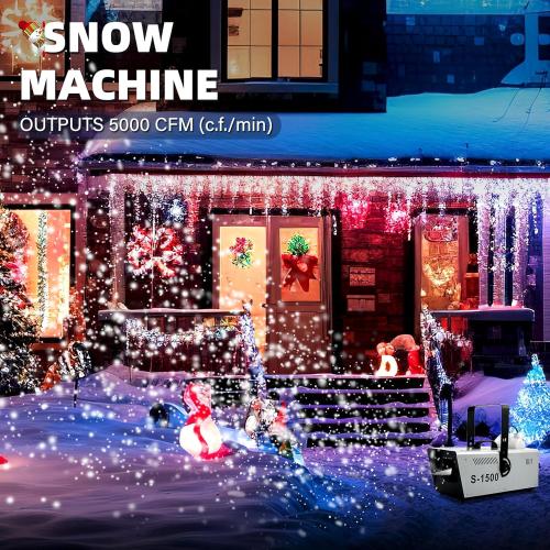 TCFUNDY Snow Machine 1500W Snow Making Machine Snowflake Maker for Christmas Wedding Kids Party Stage Effect with Wired Remote Control