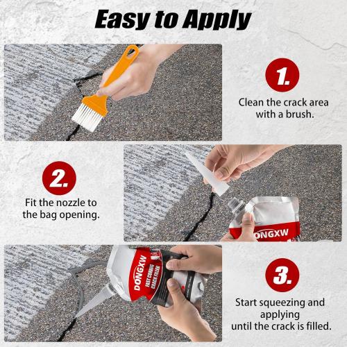 Dongxw Concrete Crack Filler, 8 PCS Cement Crack Repair Sealant, Self Leveling Concrete Filler for Driveways, Walkways, Patios, Outdoor Joint Repair Waterproof
