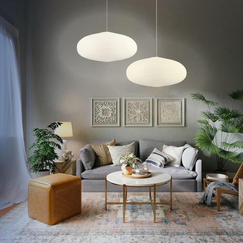 White Oval Paper Lanterns-16.54 Large Hanging Paper Lantern Lamp, Chinese/Japanese Paper Pendant Lampshade for Party Decoration, Wedding, Home Decor Ceiling Lampshade(1 Pack)