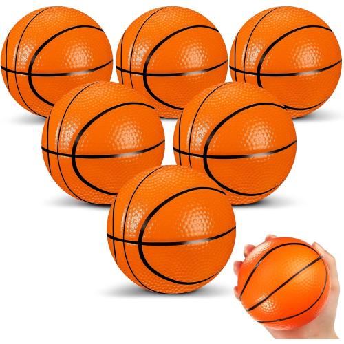 MiniInflat 6 Pcs 4'' Mini Foam Basketballs for Kids Adults, Squeeze Stress Ball Safe Soft Replacement Beach Pool Basketball for Indoor Hoop Toddler Quiet Bouncy Sport Game (Orange)
