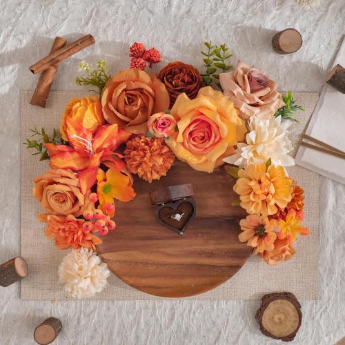 TINGE TIME Fake Flowers Artificial Flowers Peonies Bulbous Chrysanthemum Daisy Hydrangea Sunflower Violets Dahlia Daffodils Epiphyllum Orchid Cherry Blossom Camellia Leyaron (Burnt Orange)