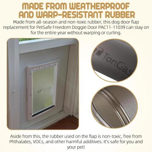 TonGass PAC11-11039 Large Dog Door Flap Replacement Compatible with PetSafe Freedom Dog Doors, 10 1/8x16 7/8 Pet Door Replacement Flaps with Magnetic Closure, Weather-Proof & Warp-Resistant - 2-Pack