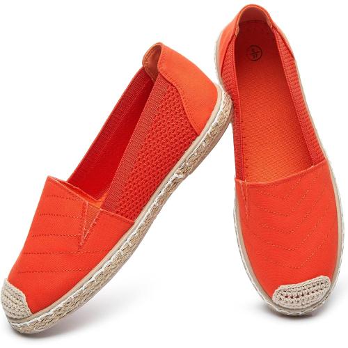 Women's Flats Shoes,Breathable Black Espadrilles Flats,Black and White Slip on Shoes(Lightweight and Soft)