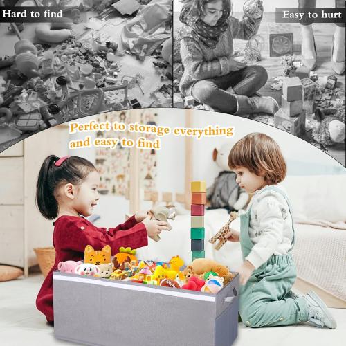 Large Stackable Storage Bins with Lids, Collapsible Sturdy Storage Organizer Boxes Bins Baskets, Foldable Closet Organizer Baskets for Home (Gray, L)