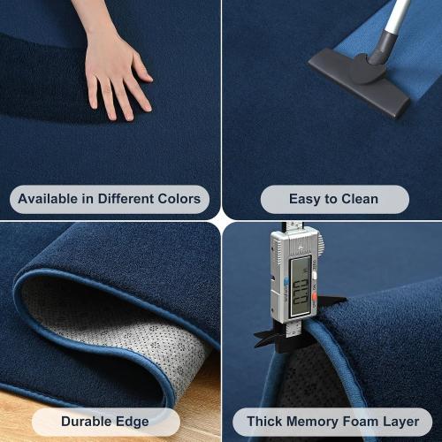Amearea Modern Area Rugs for Bedroom Living Room, 4x6 Feet Navy Blue Thickened Memory Foam Rug, Fluffy Indoor Washable Rugs Non Slip Minimalist Carpet for Kids Boys Girls Dorm Nursery Room Decor