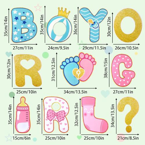AerWo 11 Pcs Gender Reveal Decorations Baby Shower Yard Signs with Stakes,Baby Gender Reveal Ideas Yard Letters Lawn Signs Boy or Girl Gender Reveal Party Supplies