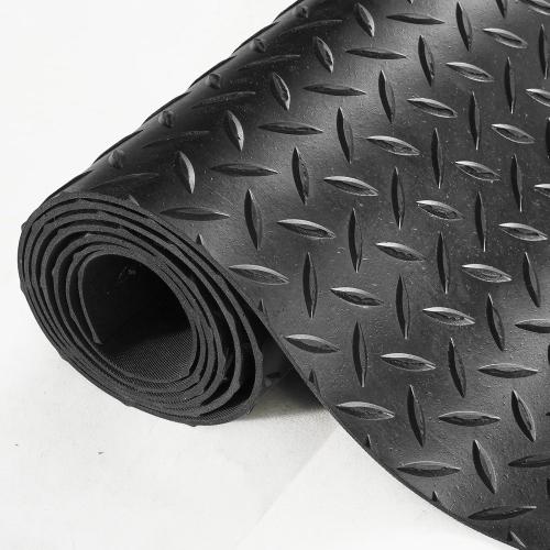 VEVOR Diamond-Plate Rubber Flooring Roll, 3 mm x 4 ft x 10 ft Garage Floor Mat, SBR, Easy to Clean, Diamond Plate Rubber Mat for Under Cars, Garage Industry Gym, Black