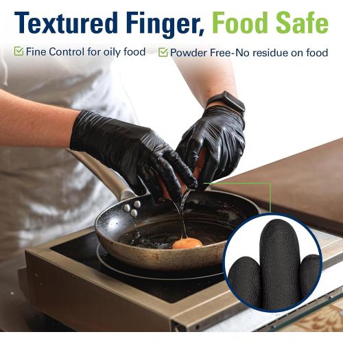 Black Nitrile Gloves & Black Vinyl Gloves, Food Safe Disposable Gloves Latex Free, Rubber Gloves Powder Free for Cooking, Kitchen Cleaning (100, Large)