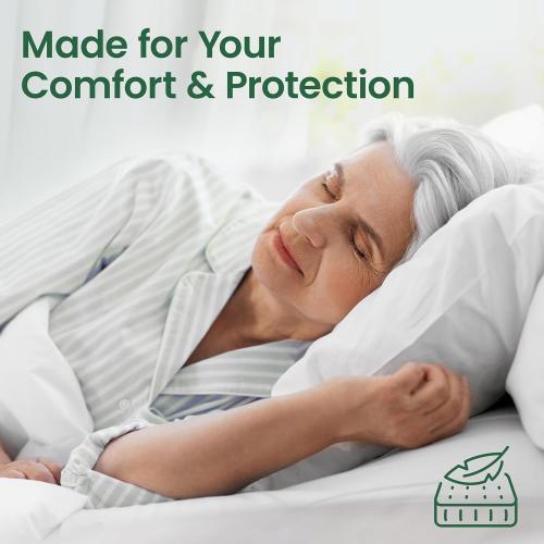 SafeRest Waterproof Mattress Protector King Size – Absorbent Breathable Soft Fitted Bed Cover with 18 Deep Stretchable Pockets – Machine Washable King Mattress Cover