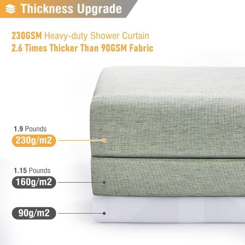 BTTN 96 Inch Extra Long Shower Curtain - Linen Textured Heavy Duty Tall Fabric Shower Curtain Set with 12 Plastic Hooks, Large Simple Neutral Cloth Shower Curtains for Bathroom, 72x96 Inch, Sage Green