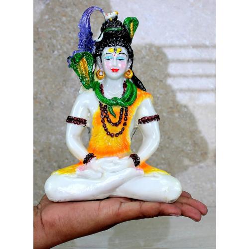 Esplanade Resin Shiva Shiv Adiyogi Natraj Idol Murti Figurine for Pooja at Home and mandir - 9 Inches - Multi