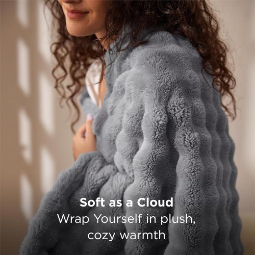 Bedsure 3D Cloud Bubble Soft Throw Blanket for Couch, Grey, 50×60