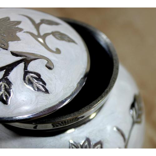 Color White eSplanade Cremation Urn Memorial Container Jar Pot | Metal Burial Urns | Keepsake for Ashes | Brass - White
