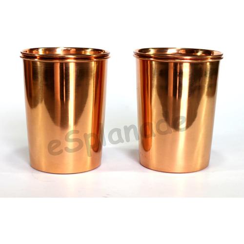 eSplanade Copper Glasses | Moscow Mule Shot | Seamless Copper Glass | Travel Friendly with Ayurvedic Health Benefits (Glasses Set of 2)