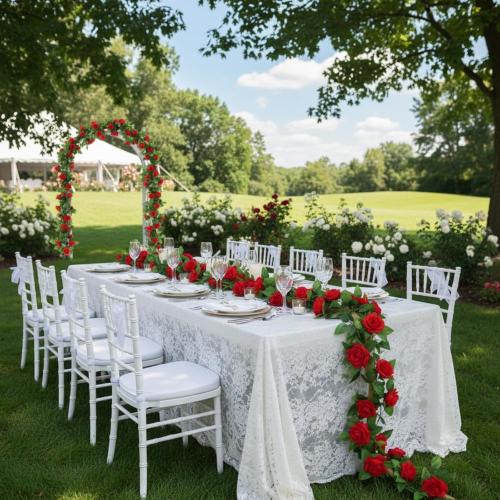 Suncalla 30 Pack 246ft Rose Garland Artificial Rose Flowers Vine with Green Leaves Hanging Fake Floral Garland Vine for Wedding Birthday Wall Garden Table Centerpiece Room Arch Decor(Red Color)