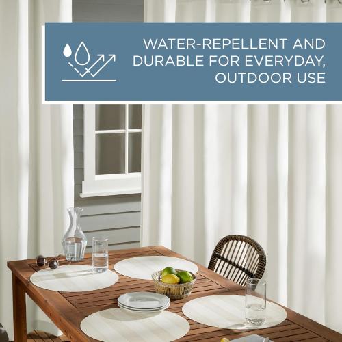 TOWN & COUNTRY BASICS Cabana Solid Heavyweight Indoor Outdoor Curtains, Light Filtering Opacity with Grommet Top, Water Repellent, 2-Pack Set, 54x96, Vanilla