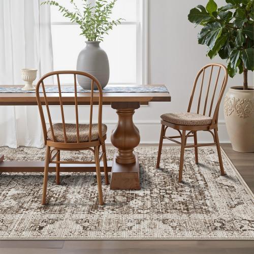 LUMI 8x12 Washable Area Rug for Living Room, Ultra Soft Traditional Vintage Rugs Non Slip with Rubber Backing, Low Profile, High Traffic, Stain Resistant Carpets, Ideal for Bedroom, Dining Room