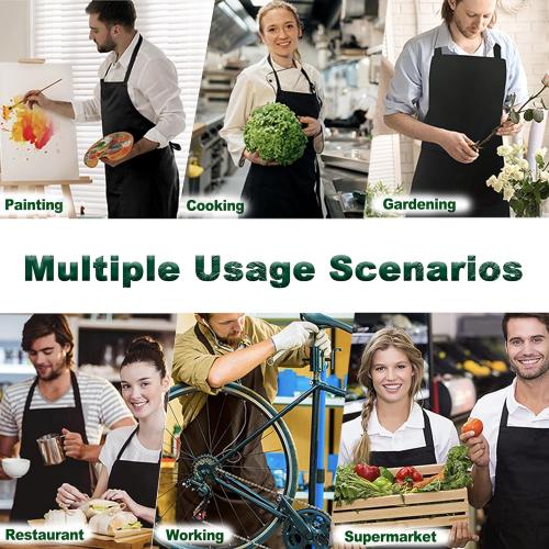 5 Pack Black White Apron, Chef Servers Waitress Aprons with Pockets for Men Women, Professional Work Apron