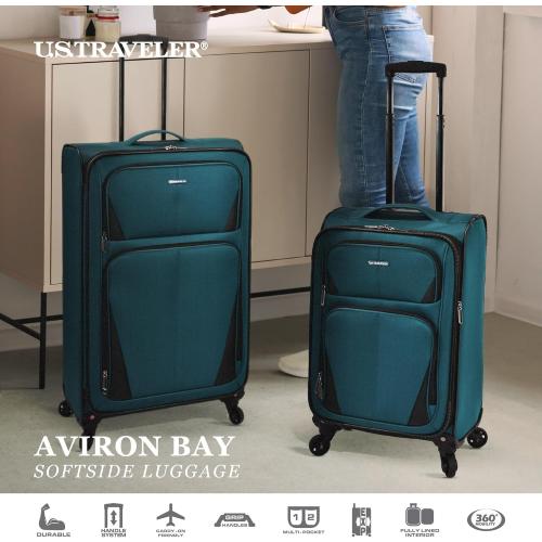 U.S. Traveler Aviron Bay Expandable Softside Luggage with Spinner Wheels, Purple, Large