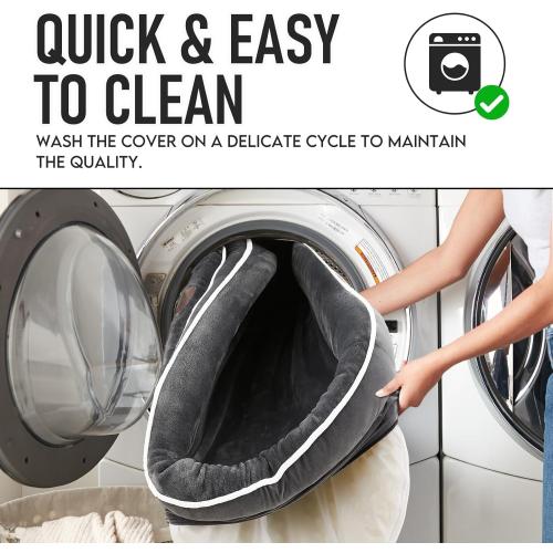 OhGeni Orthopedic Dog Couch Pet Sofa Large Sized Cat Beds with Comfort Foam Support, Soft Comfortable Fabric, Machine Washable Waterproof Removable Cover, 35-Inch (Gray)