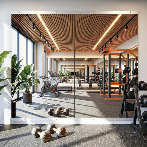 Antok Home Gym Mirror 48x24 2PCS, Large Full Length Wall Mounted Mirrors, Frameless Tempered Glass Full Body Mirror for Gym Yoga Dance Studio Garage Bedroom & Bathroom