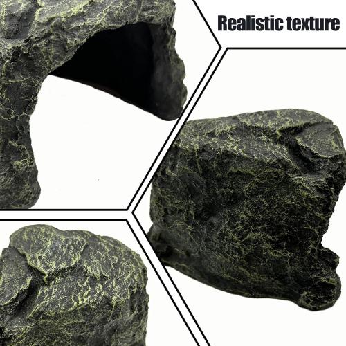 Reptile Rock Hide Cave Tortoise Hideout Turtle Basking Rock Snake Hide Habitat for Amphibian Lizard Fish Bearded Dragon Leopard Gecko