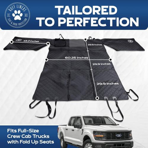 Black and Orange XL Floor Cover with Door Protection, 2025 Black – As Seen on Shark Tank – Fits Full‑Size Crew Cab Trucks with Fold‑Up Seats, Waterproof & Machine Washable – Sturdy XL Dog Hammock for Truck