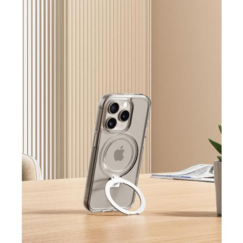 Flex Stand Case, Built-in Magnetic Kickstand, MagSafe Compatible, Slim Protective Cover, Shockproof (iPhone 16 Pro Max) Clear