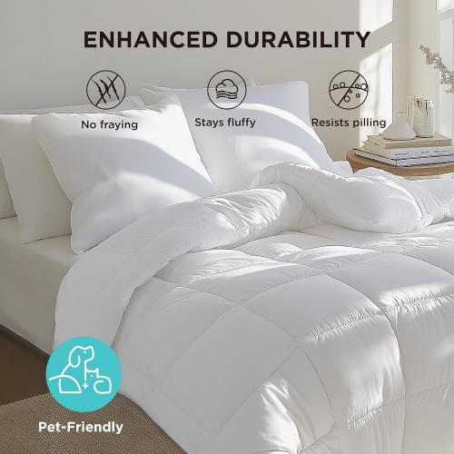 64 in X 88 in- Bedsure Comforter Duvet Insert - Quilted Comforters Twin Size, All Season Duvet, Down Alternative Bedding, with 8 Tabs, Gifts for Women/Men, White, Twin 88 x 68 Inches