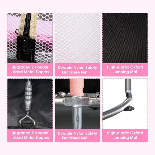 Trampoline for Kids, Upgrade Full Anti-Rust 440lbsToddler Trampoline with Net,Upgraded Ring Legs with Adjustable Gymnastics Bar&Toys, Gifts for Ages 1-8 Boys&Girls