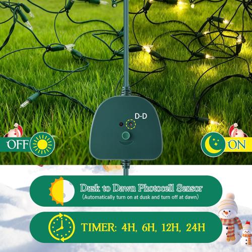Christmas Light Controller with Remote, Create Dazzling Lighting Displays with Multiple Functions, Timer, Dusk to Dawn Sensor, Adjust Speed for Christmas Outdoor String Light (1 Channel, 16 Functions)