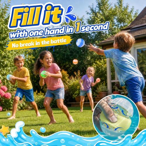12 Pcs Reusable Water Balloons,Refillable Silicone Water
