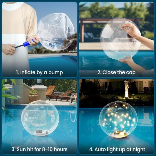 2pack 14 Solar Floating RGB LED Pool Lights (2 Pack), Remote Control, Waterproof, Timer, Outdoor Pool Accessories