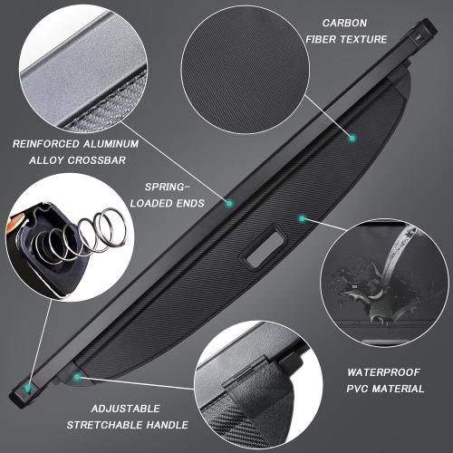 Cargo Cover for Acura RDX 2019-2025 2026 Accessories Retractable Trunk Cover Security Shielding Shade Cargo Luggage Cover Trunk Privacy Protection (Carbon Fiber Texture)