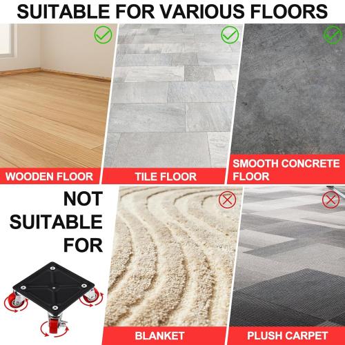 OCGIG 4 Packs Furniture Mover with Wheels, Heavy Duty Furniture Moving Dolly, Furniture Moving Sliders Lifters Tool Set for Refrigerator, Sofa, Cabinet, Maximum Load 1600LBS