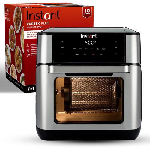 Instant Pot 10QT Air Fryer, 7-in-1 Functions with EvenCrisp Technology that Crisps, Broils, Bakes, Roasts, Dehydrates, Reheats & Rotisseries, Includes over 100 In-App Recipes, Stainless Steel