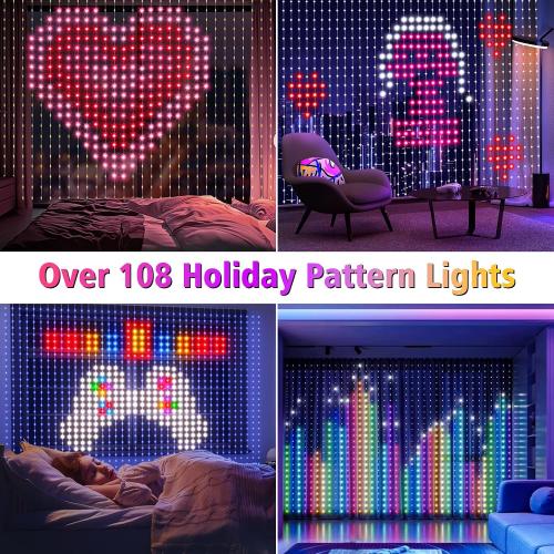 Smart Curtain Lights 20Ft x 10Ft, 800 LED Curtain String Lights with App Remote Color Changing Window Fairy Light Music Sync Dynamic DIY for Indoor Outdoor Backdrop Wall Decor